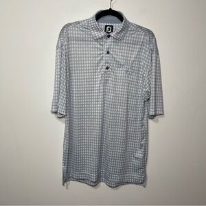 FJ footjoy Men's blue circular print short sleeve light weight golf polo in M
